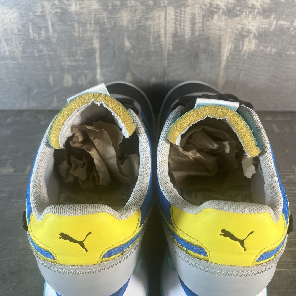 Puma Retro Runner Sneakers Colorblock Blue Yellow Black Mens 9.5 - Picture 5 of 12